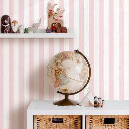 Elegante gestreepte roze witte kinderkamer behang