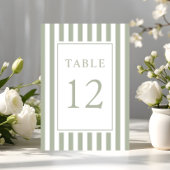 Elegante gestreepte saliegroene bruiloft kaart