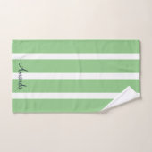 Elegante gestreepte saliegroene monogram bad handdoek (Handdoek)