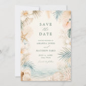Elegante Gestreepte Strandhuwelijkskaart Save The Date (Voorkant)