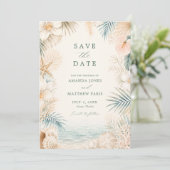 Elegante Gestreepte Strandhuwelijkskaart Save The Date (Staand voorkant)