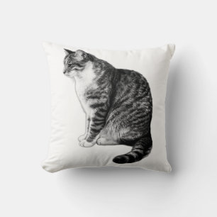 Elegante Gestreepte Tabby Cat Ink Art Kussen
