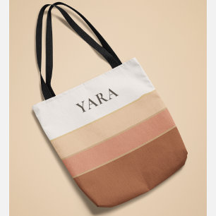 Elegante gestreepte tas met naam – Minimal Chic