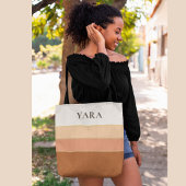 Elegante gestreepte tas met naam –  Minimal Chic