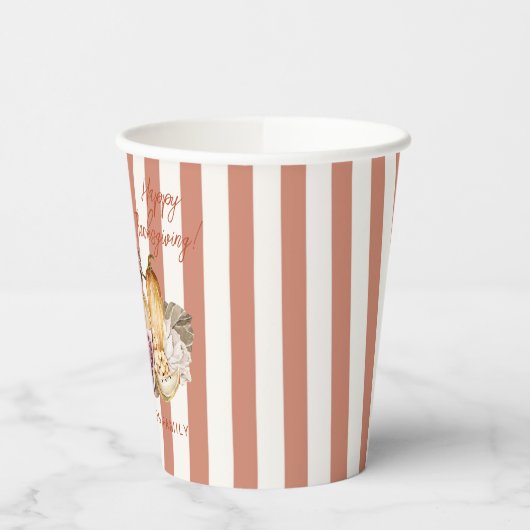 Elegante gestreepte Thanksgiving oogst Papieren Bekers (Links)