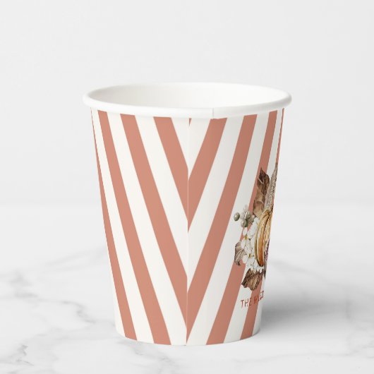 Elegante gestreepte Thanksgiving oogst Papieren Bekers (Rechts)