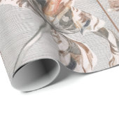 Elegante gestreepte tulp antieke bloem ets. cadeaupapier (Rol Hoek)