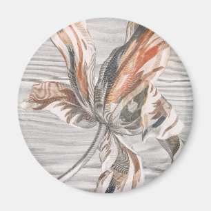 Elegante gestreepte tulp antieke bloem ets. magneet