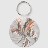 Elegante gestreepte tulp antieke bloem ets. sleutelhanger (Achterkant)