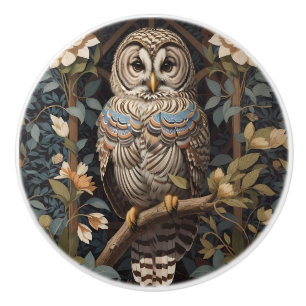 Elegante Gestreepte Uil geïnspireerd door William Keramische Knop