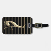 Elegante gestreepte zwarte en gouden Greyhound hon Bagagelabel (Voorkant horizontaal)