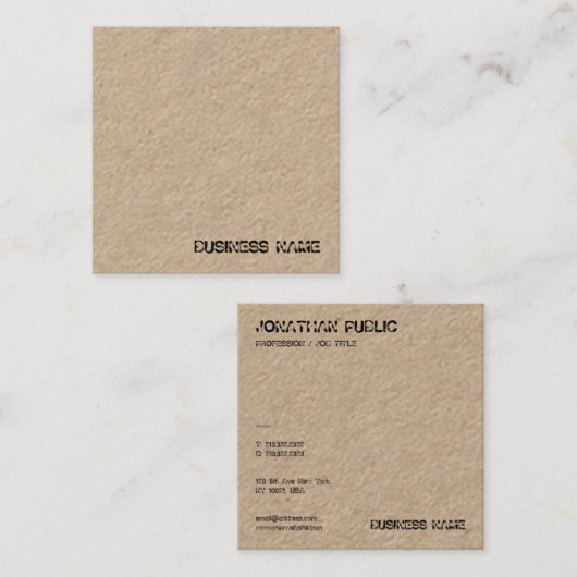 Elegante gestresste tekst Klassiek Echt Kraft papi Vierkante Visitekaartje (Voorkant / Achterkant)