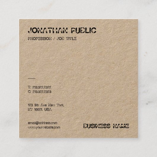 Elegante gestresste tekst Klassiek Echt Kraft papi Vierkante Visitekaartje (Achterkant)