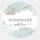 Elegante getextureerde blauw goud handgemaakt met  ronde sticker (Voorkant)