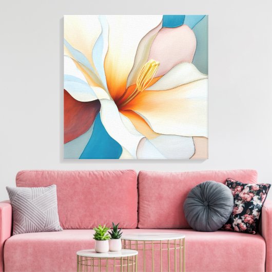 Elegante getextureerde bloemenkunst canvas afdruk (Insitu (Woonkamer))