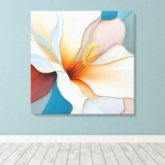 Elegante getextureerde bloemenkunst canvas afdruk (Insitu (Houten vloer))