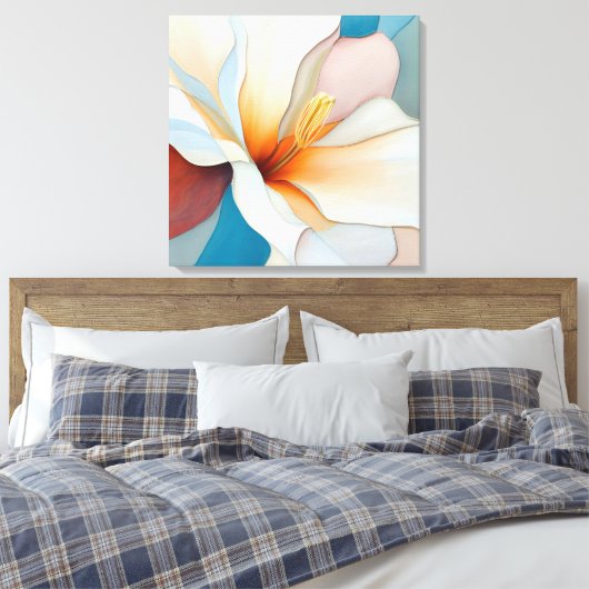 Elegante getextureerde bloemenkunst canvas afdruk (Insitu (Slaapkamer))