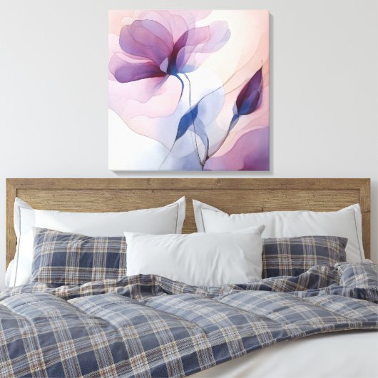 Elegante getextureerde bloemenkunst canvas afdruk (Insitu (Slaapkamer))