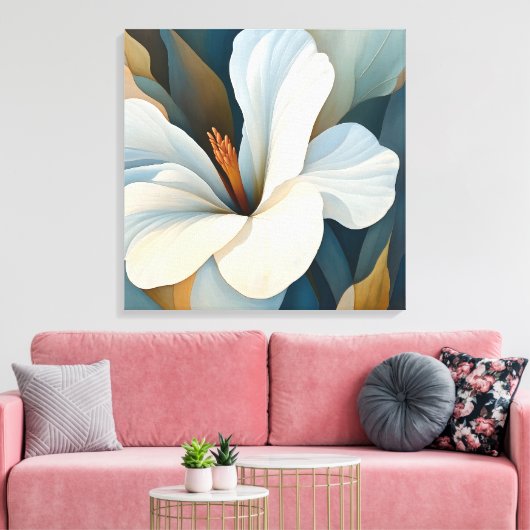 Elegante getextureerde bloemenkunst canvas afdruk (Insitu (Woonkamer))