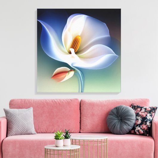 Elegante getextureerde bloemenkunst canvas afdruk (Insitu (Woonkamer))