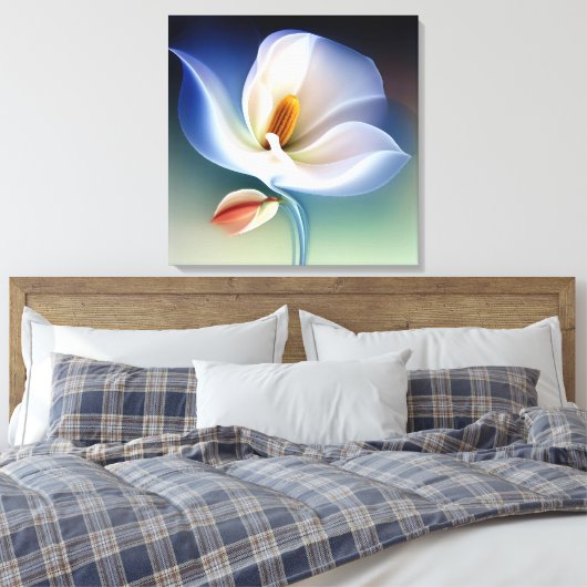 Elegante getextureerde bloemenkunst canvas afdruk (Insitu (Slaapkamer))