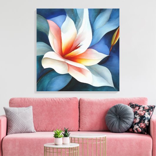 Elegante getextureerde bloemenkunst canvas afdruk (Insitu (Woonkamer))