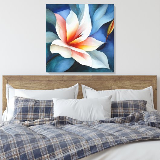 Elegante getextureerde bloemenkunst canvas afdruk (Insitu (Slaapkamer))