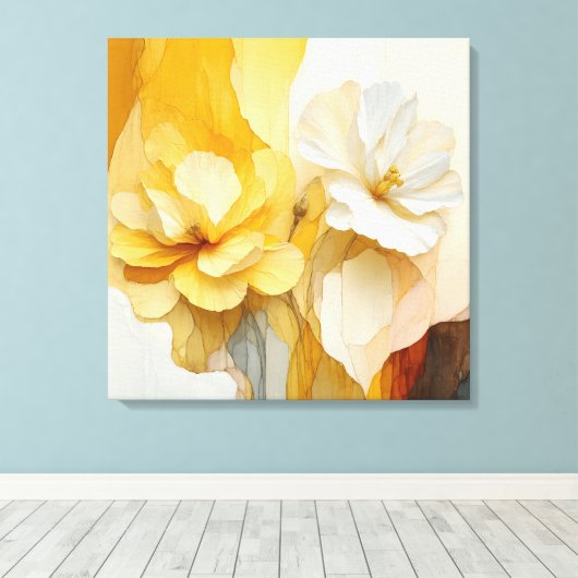 Elegante getextureerde bloemenkunst canvas afdruk (Insitu (Houten vloer))