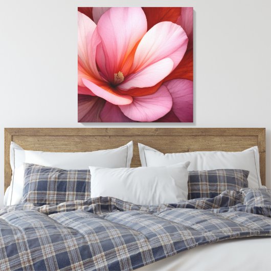 Elegante getextureerde bloemenkunst canvas afdruk (Insitu (Slaapkamer))