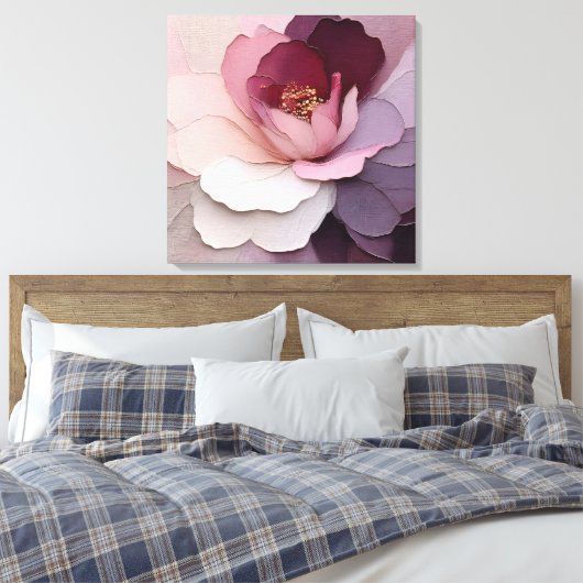 Elegante getextureerde bloemenkunst canvas afdruk (Insitu (Slaapkamer))