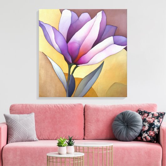 Elegante getextureerde bloemenkunst canvas afdruk (Insitu (Woonkamer))
