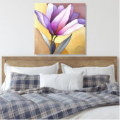 Elegante getextureerde bloemenkunst canvas afdruk (Insitu (Slaapkamer))