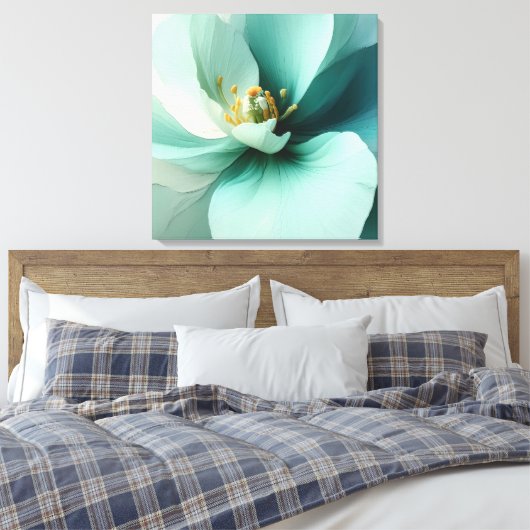 Elegante getextureerde bloemenkunst canvas afdruk (Insitu (Slaapkamer))