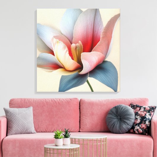 Elegante getextureerde bloemenkunst canvas afdruk (Insitu (Woonkamer))