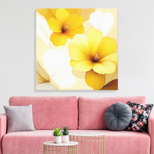 Elegante getextureerde bloemenkunst canvas afdruk (Insitu (Woonkamer))