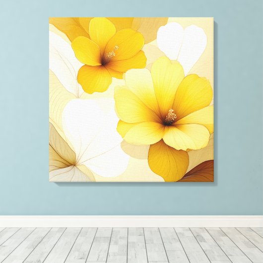 Elegante getextureerde bloemenkunst canvas afdruk (Insitu (Houten vloer))