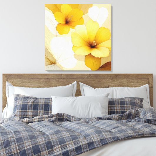 Elegante getextureerde bloemenkunst canvas afdruk (Insitu (Slaapkamer))