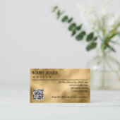 Elegante getextureerde goudfolie Metallic QR-code Visitekaartje (Staand voorkant)