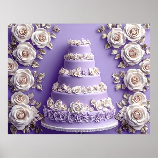 Elegante Getrapte Trouwtaart Poster (Voorkant)