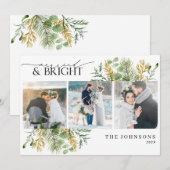 Elegante getrouwde en heldere gouden botanische fo feestdagenkaart (Voorkant / Achterkant)