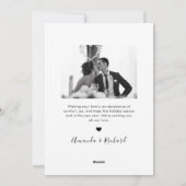 Elegante getrouwde en vrolijke pasgetrouwde foto feestdagenkaart (Achterkant)