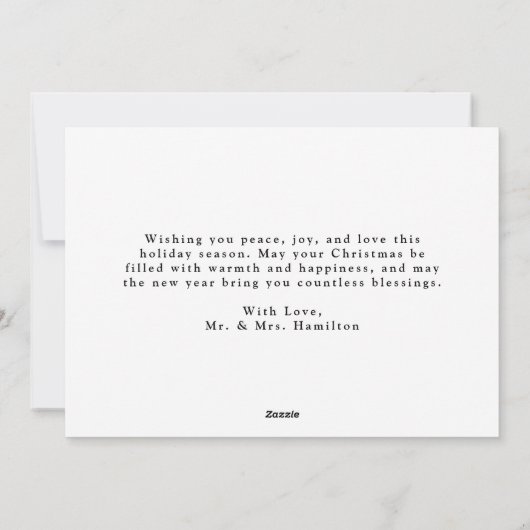 Elegante getrouwde kerstscriptfoto feestdagenkaart (Achterkant)