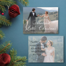 Elegante getrouwde kleine kerst bruiloft 2 foto's