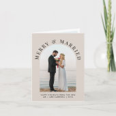 Elegante getrouwde Merry Arch Foto Taupe Kerstmis Feestdagen Kaart (Voorkant)