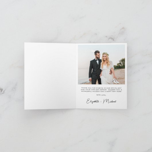 Elegante getrouwde Merry Arch Foto Taupe Kerstmis Feestdagen Kaart (Binnen)