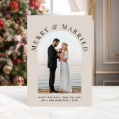 Elegante getrouwde Merry Arch Foto Taupe Kerstmis Feestdagen Kaart