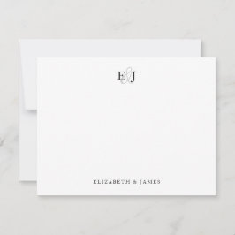 Elegante getrouwde monogram  notitiekaartje