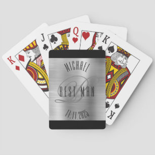 Elegante Getuige Monogram Huwelijk Pokerkaarten