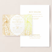 Elegante gevouwen Art Deco Peacock bruiloft uitnod Folie Kaarten (Display)