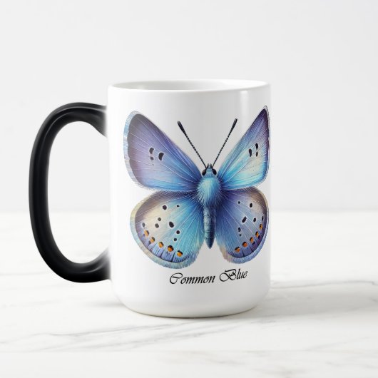 Elegante Gewone Blauwe Vlinder Wrap Magische Mok (Links)